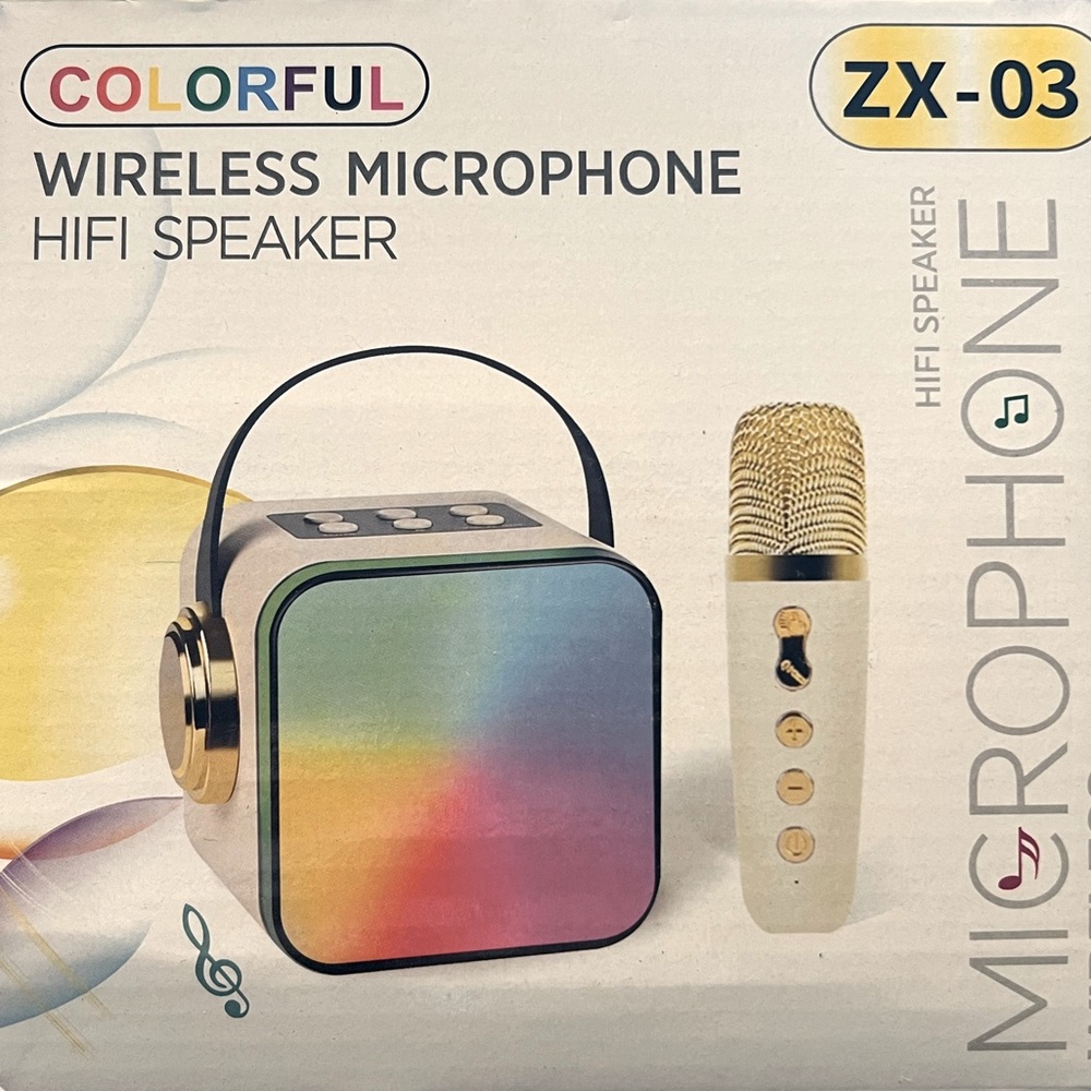 New pink colorful karaoke and microphone